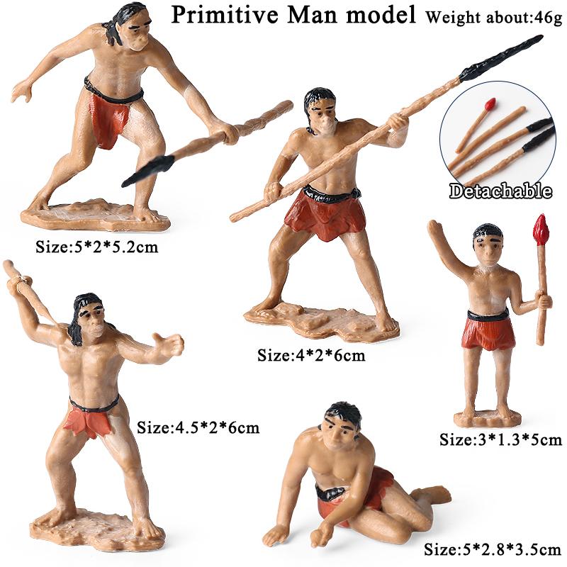 Oenux Prehistoric People Life Scene Human Evolution Wild Sabre-toothed Tiger Mammoth Animals Model Action Figures Collection Toy
