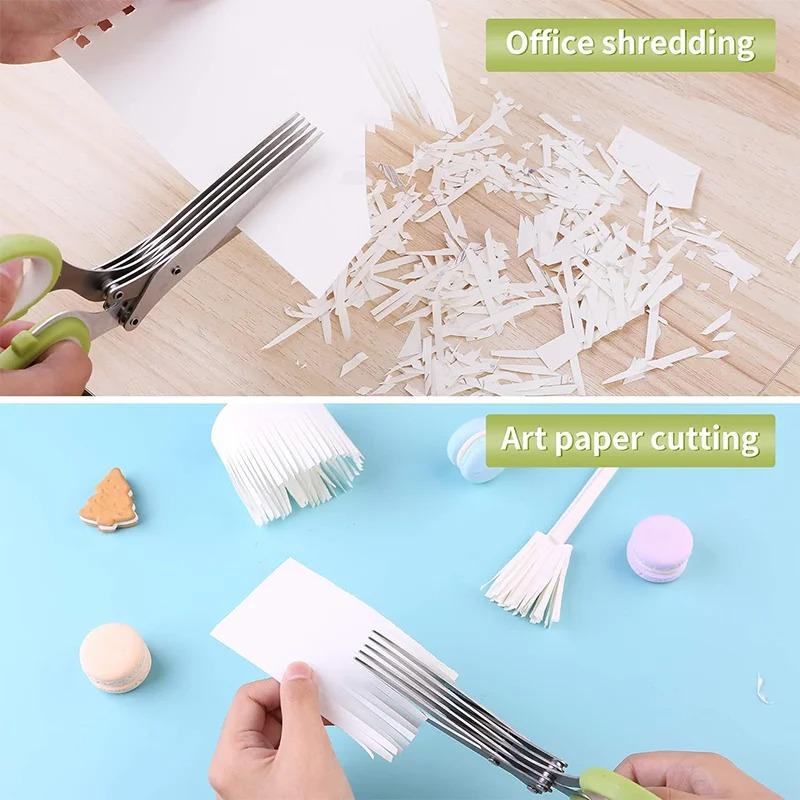 Multi-functional Stainless Steel 3/5 Layer Kitchen Scissors, Pepper Shredded Chopped Scallion Cutter Cut Cooking Tool