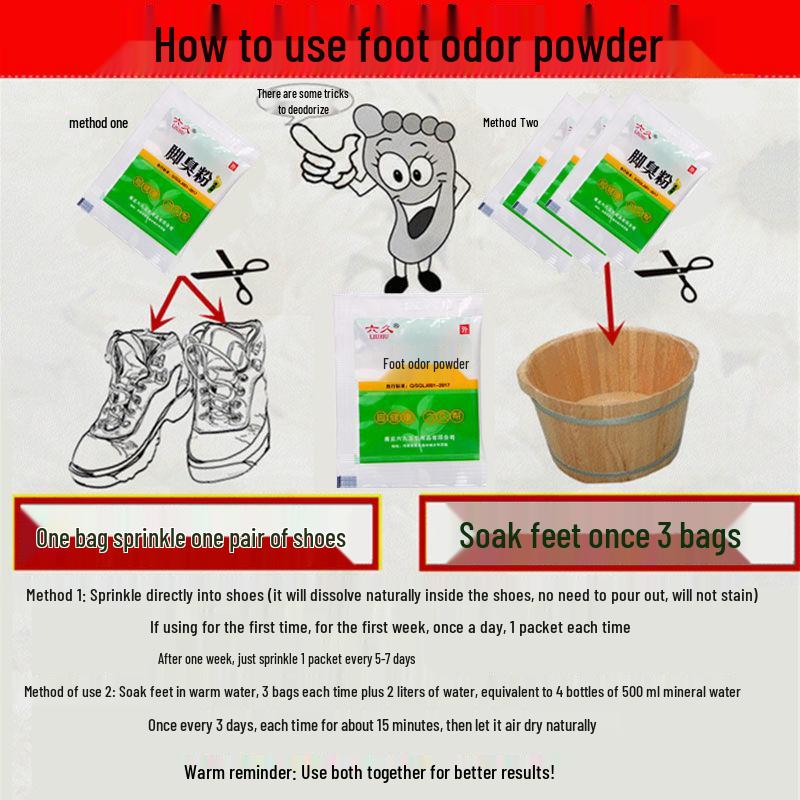 Free Shipping: Six Long-Lasting Foot Odor Powder - Deodorizes Sweaty, Stinky, Itchy Feet & Shoes