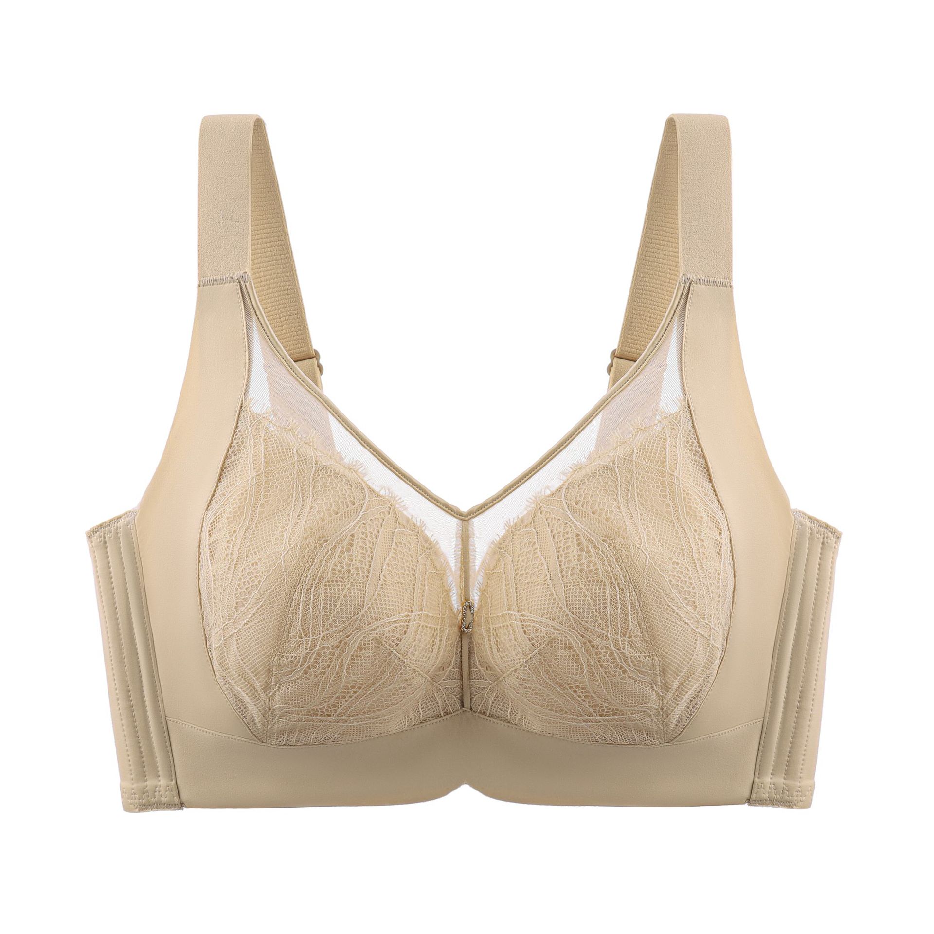 

Thin Lingerie Women s Top Support Adjustment Anti-sagging Secondary Breast Bra Push Up Bra 40/90D хаки