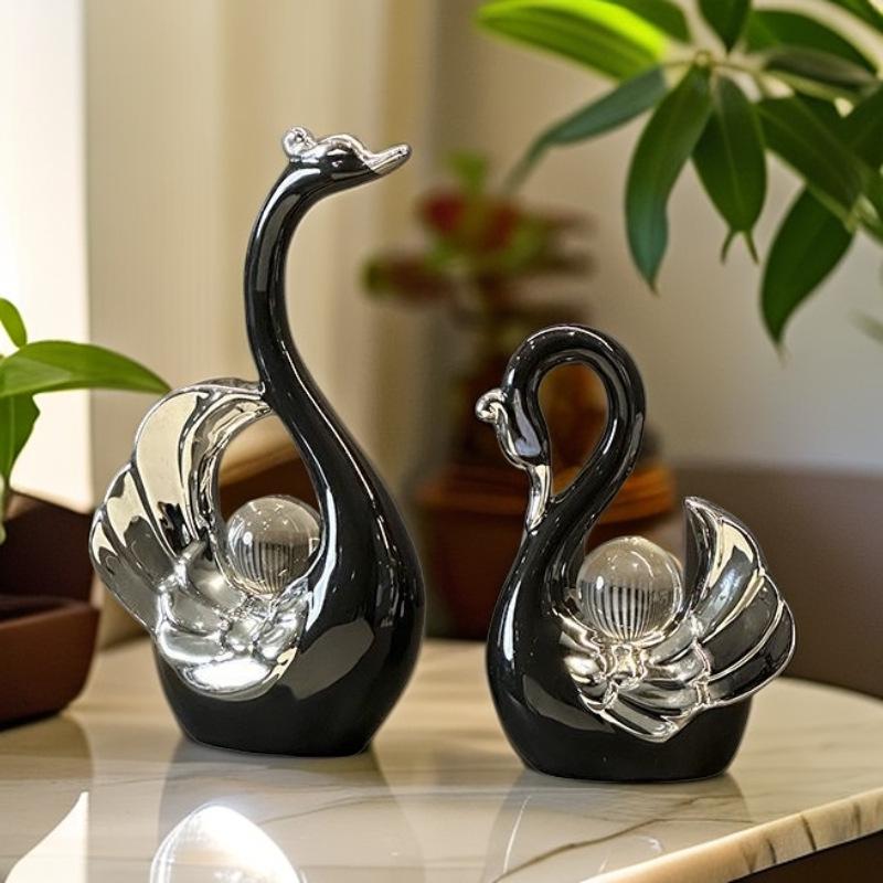 

Современная керамическая фигурка лебедя с хрустальным шаром для декора гостиной или винного шкафа