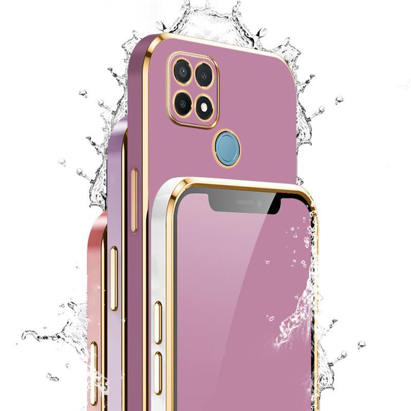 For OPPO A15 A15S Case Luxury Square Plating OPPO A35 2021 Phone Case ShockProof Silicone Back Cover Fundas