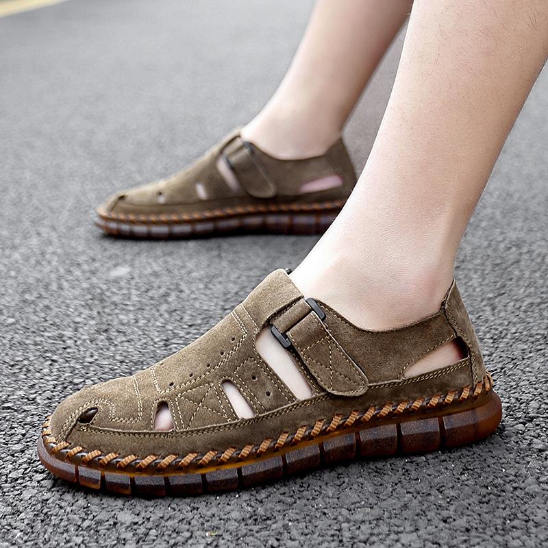 Fashion Summer New High Quality Designer Leather Breathable Comfort Shoes Fashionable Outdoor Men's Casual Handmade Sewn Leather Shoes