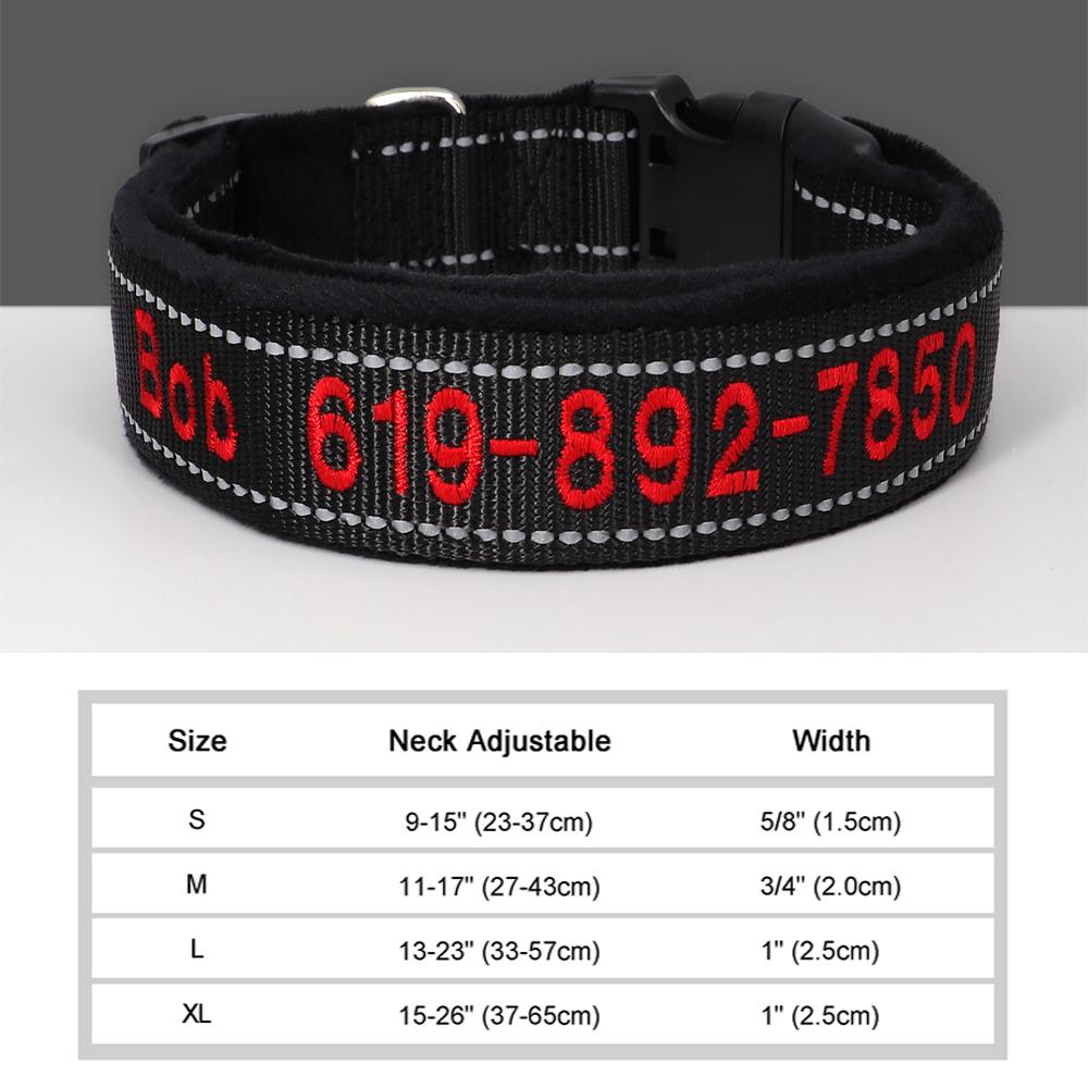 Personalized Embroidered Dog Collar Reflective Nylon Custom ID Name Accessories Pet Padded Collars For Small Medium Large Dogs