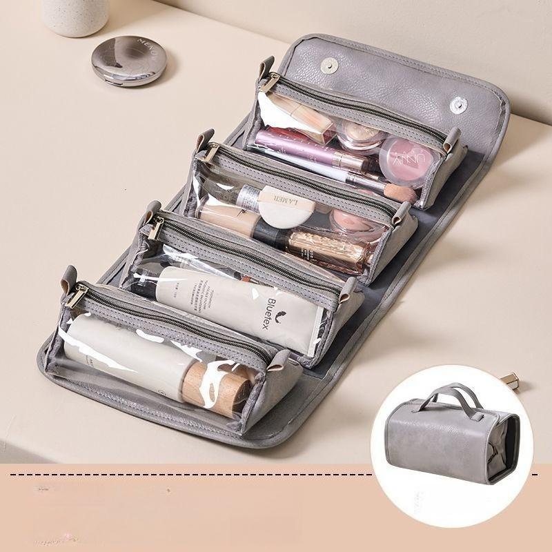 

Stylish Large Capacity Waterproof Travel Cosmetic Bag with 4 in 1 Detachable Compartments for Makeup and Toiletries Storage