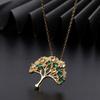 Colorful Zircon Hollow Heart Shape Tree of Life Pendant Necklace with Tassel Design Women's Jewelry