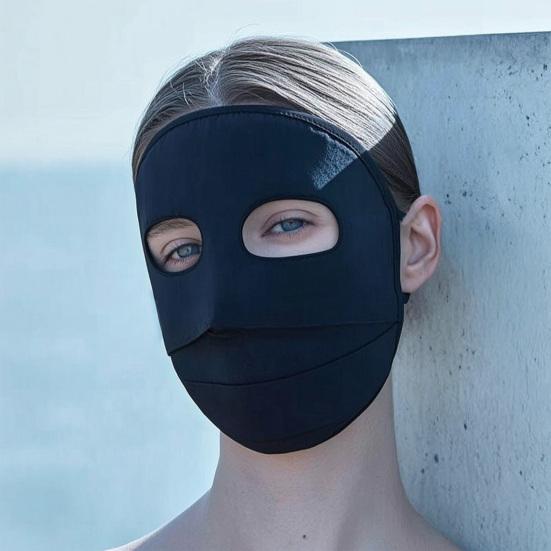 Soft Ice Silk Face Guard, Full Face Protection Face Shield, Breathable Holes Facekini with Elastic Ear Loop for Outdoor Activities Eye Forehead Neck