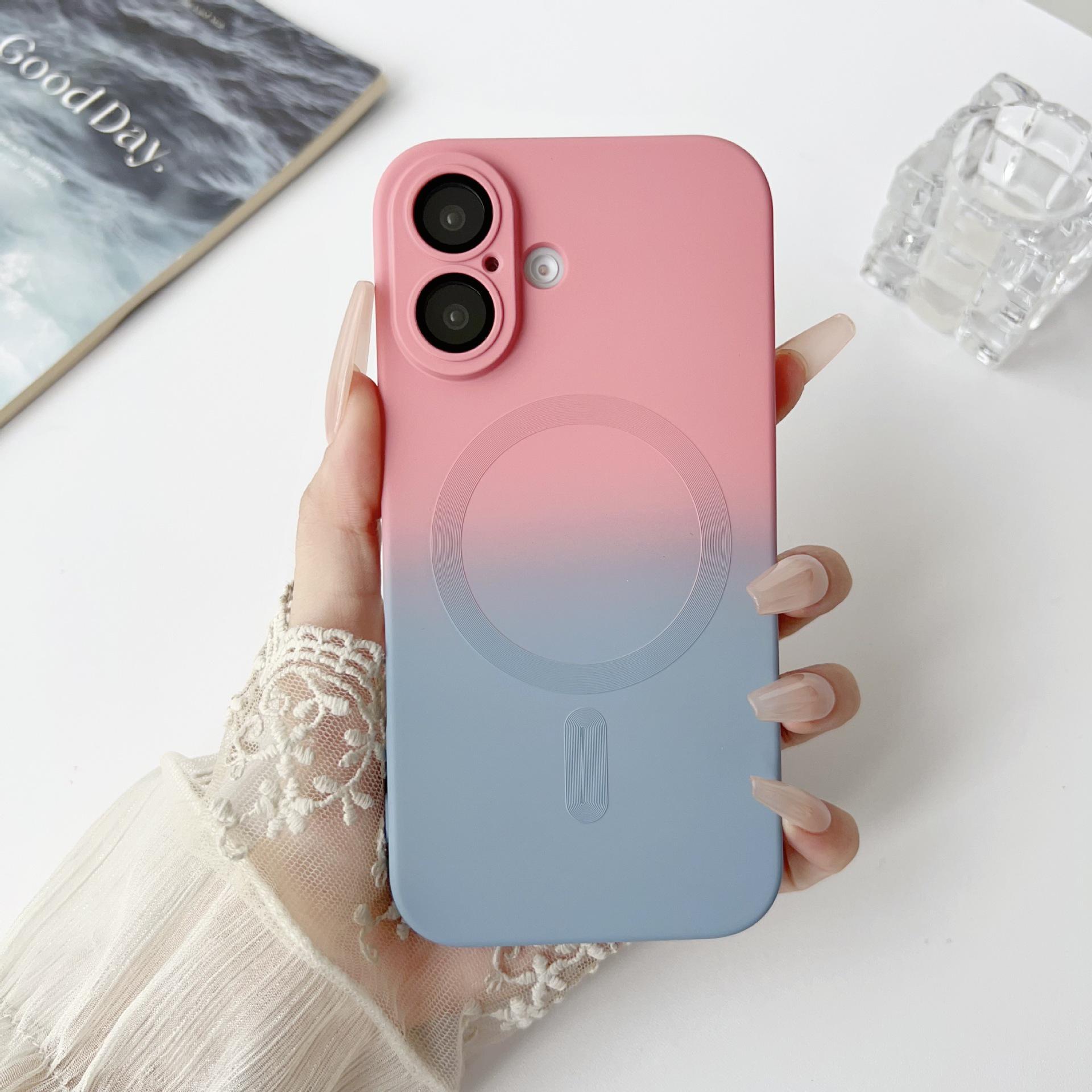 iPhone 17 Case: Full Coverage, Anti-Drop, Gradient Design with Magnetic Suction for Apple 16 Pro Max iPhone 17 Pro Max розовый/синий