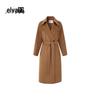 Elva' Island Women's Elegant Loose Fit Mid-Length Wool Double-Faced Coat