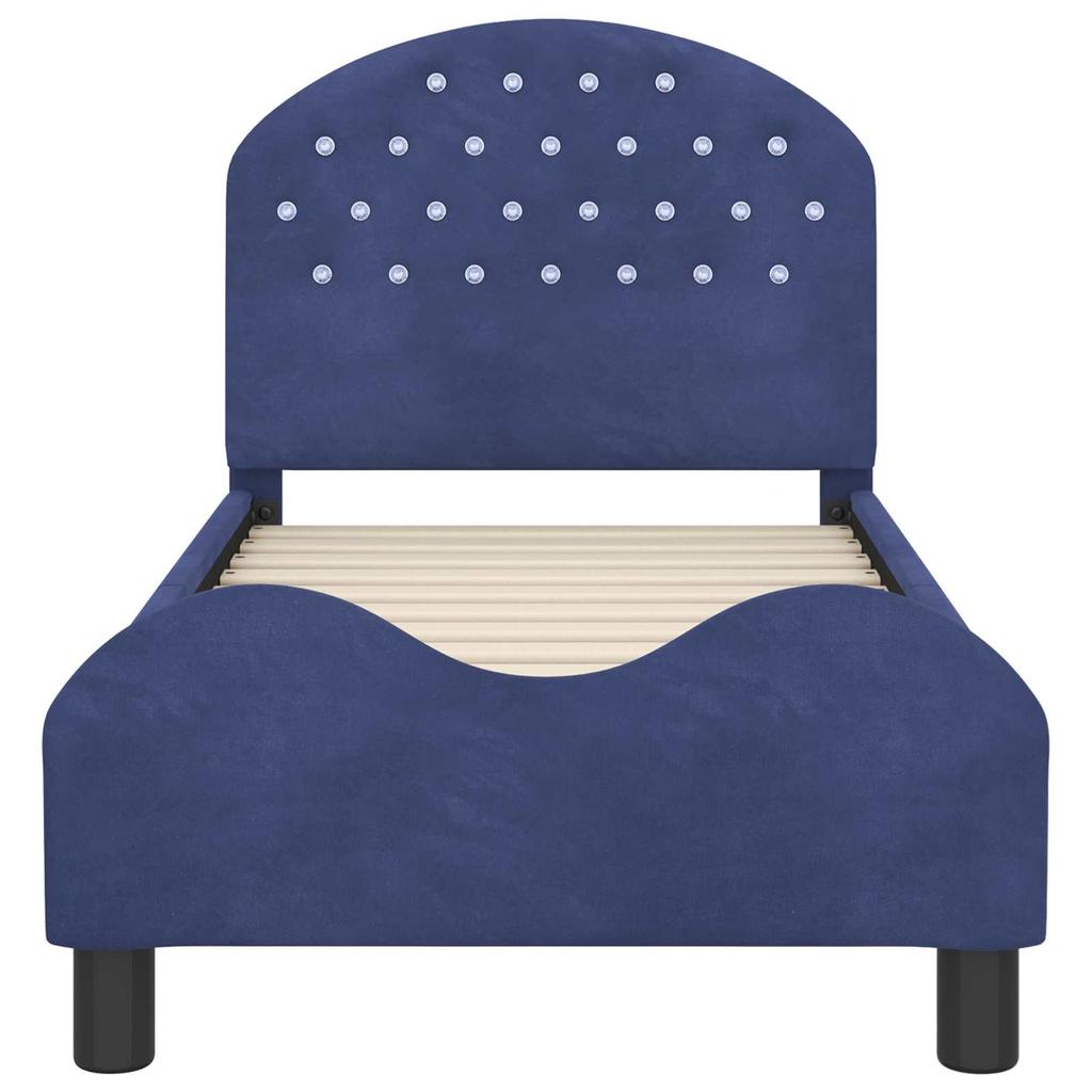 Children S Bed Frame with Headboard Police Blue 70 X 140 Cm Velvet