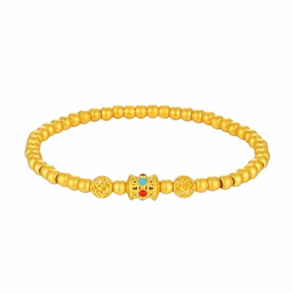 

Elegant Enamel Gold Lucky Bead Hand Chain Sand Gold Granulation Dumpy Elephant Bracelet Ancient Style B