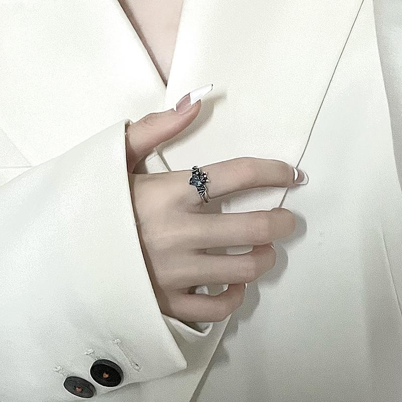 Niche Design Ring Punk Retro Personality Crown Bat Cold Trendy Cool Female Index Finger Adjustable opening