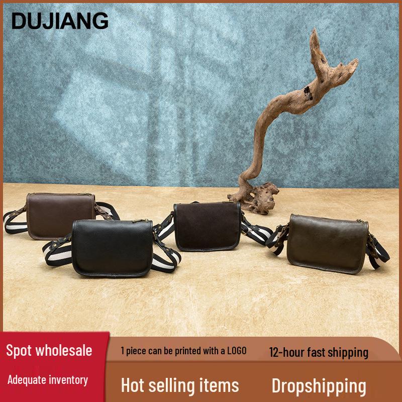 DUJIANG Men's Genuine Leather Crossbody Messenger Shoulder Bag