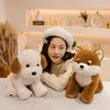 Stuffed Animals Simulation Akita Dog Lying Stuffed Puppy Doll West Highland Plush Toy  Kids Girls