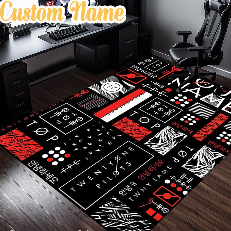 Custom Name Twenty One Pilots Music Evolution Rug, Office Rug, Chair Rug, Carpet for Living Rooms, Doormat Game Rug Home Decor Christmas Gifts
