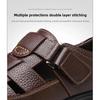 Men's Leather Sandals Breathable Summer Casual Shoes Soft Bottom Anti-Slip Hollow Out Dad Shoes