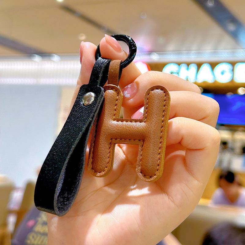 Customizable Leather Letter Keychain Pendant for Girls and Couples
