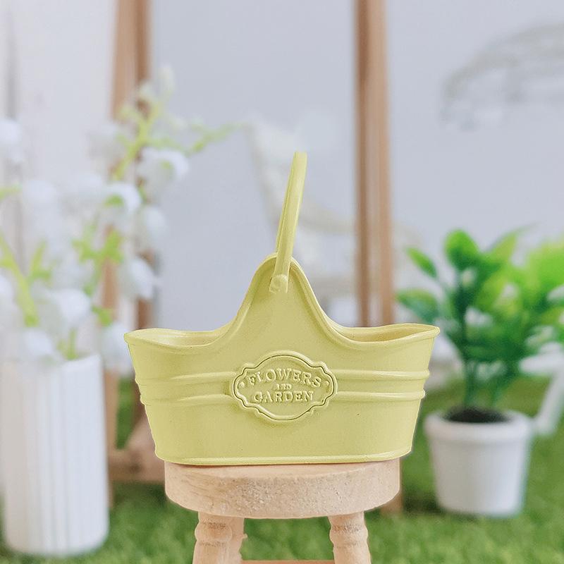 Dollhouse Flower Bucket Basket/Watering Kettle Sprinkler Flower Gardening Shower Simulation Miniatures Landscape DIY Decoration