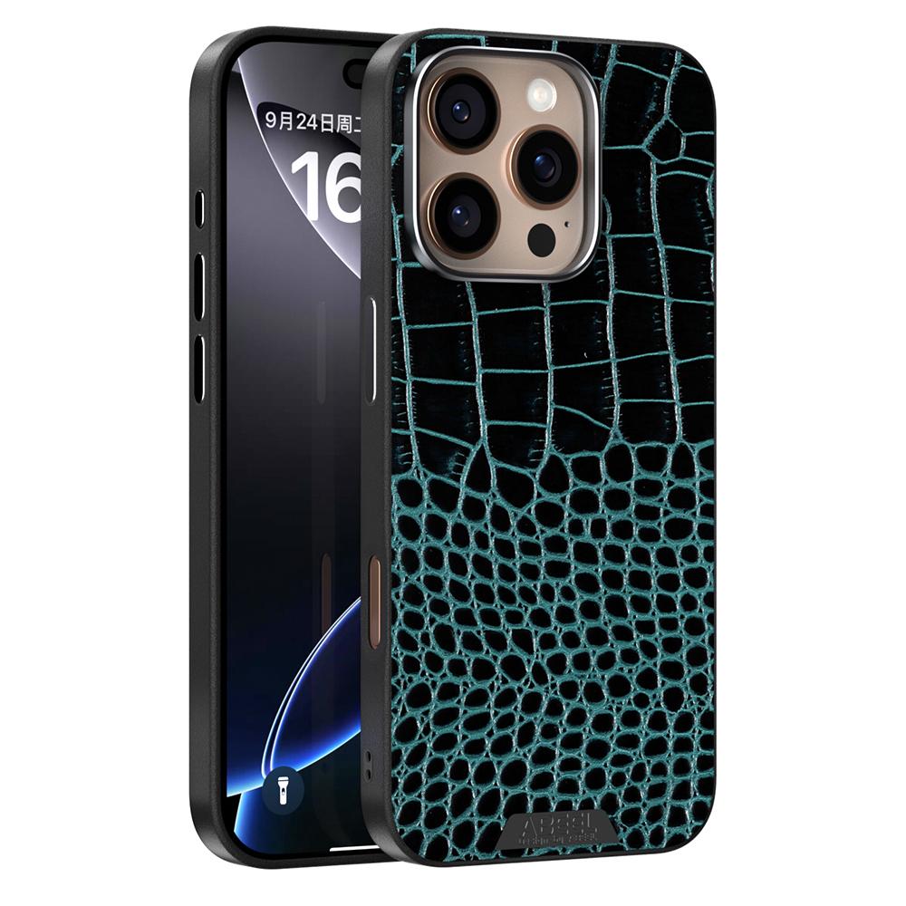 ABEEL Pouzdro pro iPhone 16 Pro Kompatibilní s MagSafe Krokodýlí textura Mikro-embosovaný zadní kryt