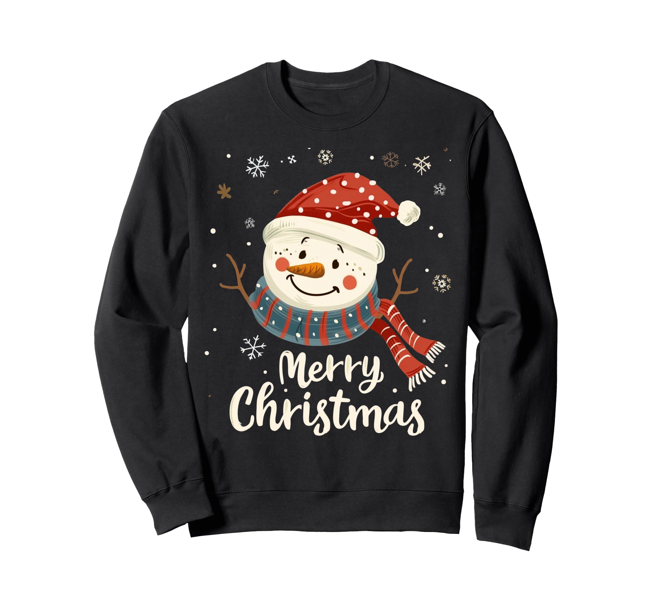 

Смешной снеговик Милый рождественский мотив Рождественский свитшот чёрный