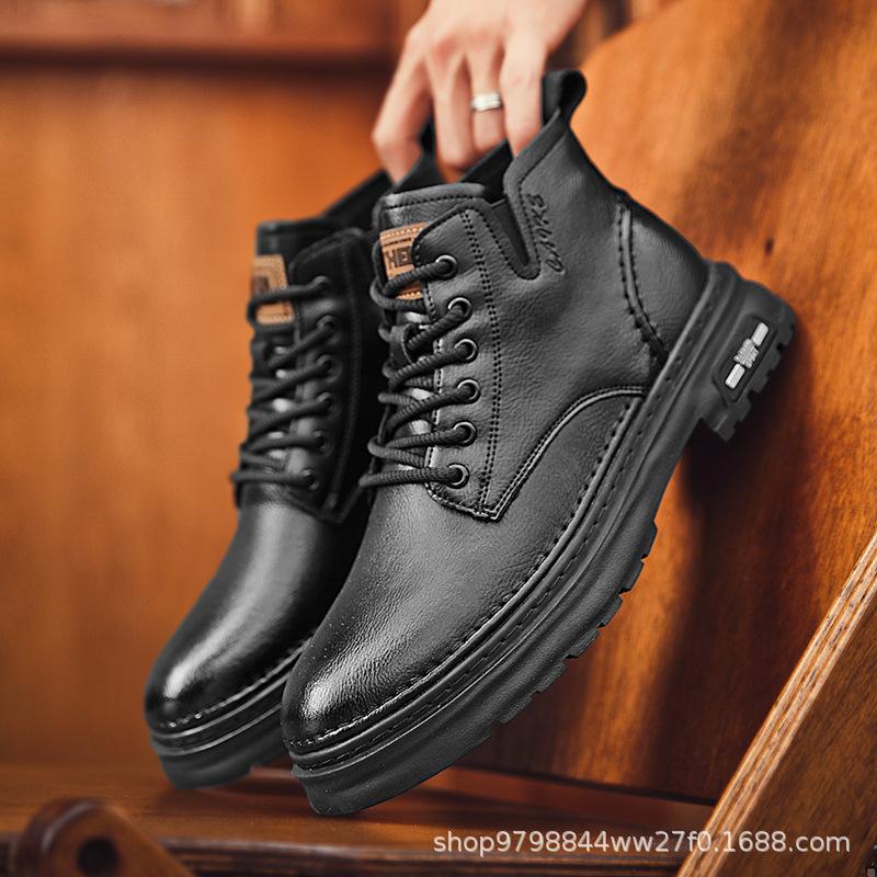 Men's shoes 2025 autumn new Martin boots thick-soled medium-top retro versatile casual tooling British style short boots