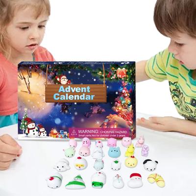 Mochi Squishies Christmas Countdown Calendar W/24pcs Different Cute Animal Toys Gifts for Boys Girls Christmas Party Favor
