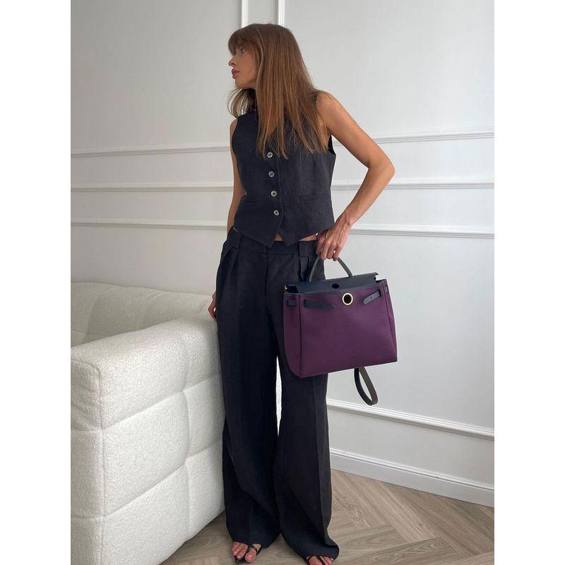 

European and American Foreign Trade Vest Casual Pants Two-piece Set Hip-Hugger Set Vest Casual Pants Black L