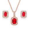 Simple Geometric Square Zircon Stud Earrings Pendant Necklace Women'S, Colored Gemstones Engagement Jewelry Set