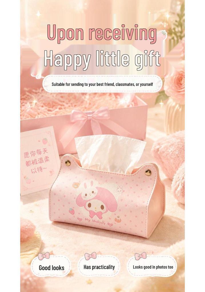 Cartoon Girl Style Leather Tissue Box for Kids' Room or Living Room Storage