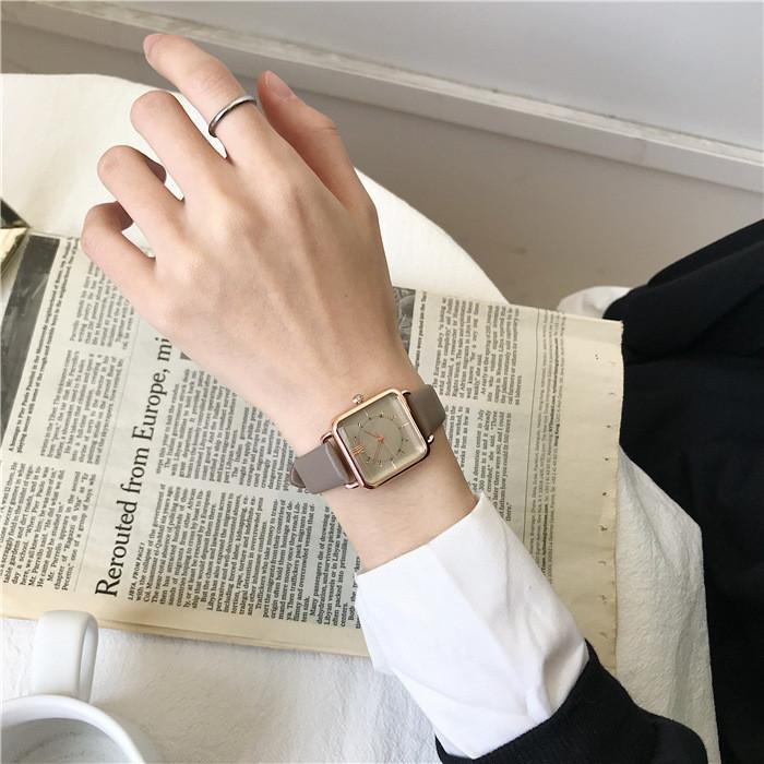 Ležérní dámské hodinky čtvercový tenký ciferník kožený řemínek dámské náramkové hodinky malé elegantní quartzové dámské hodinky Reloj Mujer