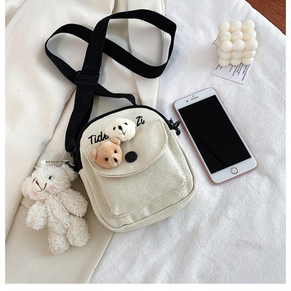 Japanese Harajuku cute soft girl vintage girl messenger bag simple retro student canvas small bag mobile phone bag