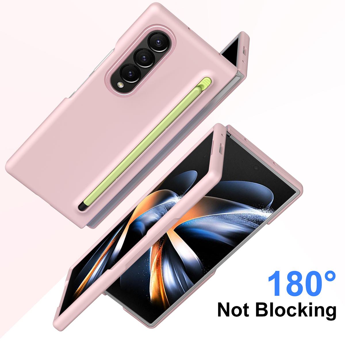 

For Samsung Galaxy Z Fold4 5G Case Hard PC Phone Cover with Stylus Pink