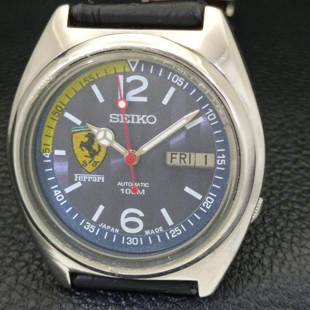 JAPAN VINTAGE SEIKO AUTOMATIC 7009A MENS FERRARI DIAL WATCH a700428-5