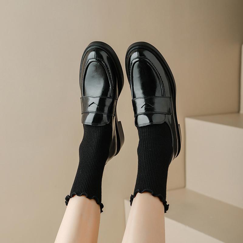 Fashion Retro Women's Shoes Spring 2025 Genuine Leather Woman Shoes Oxfords Loafers Round Toe Bullock Platform Shoes Zapatos De Mujer