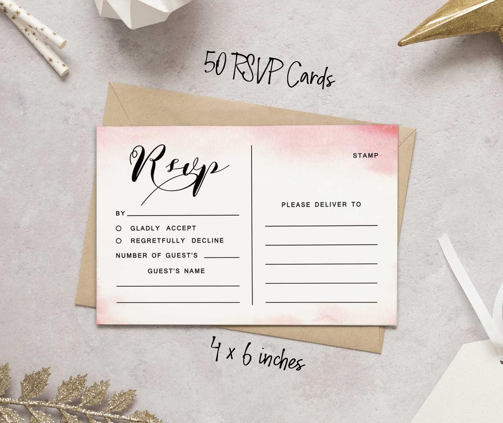 Inkdotpot 50 Blank RSVP Cards With Kraft Envelopes Rustic Kraft 4"x6" Response Cards-RSVP Reply Card For Wedding-Bridal Shower-Baby Shower-Rehearsal