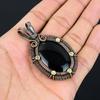 Black Onyx Gemstone Pure Copper Wire Wrapped Handmade Jewelry Pendant For Gift