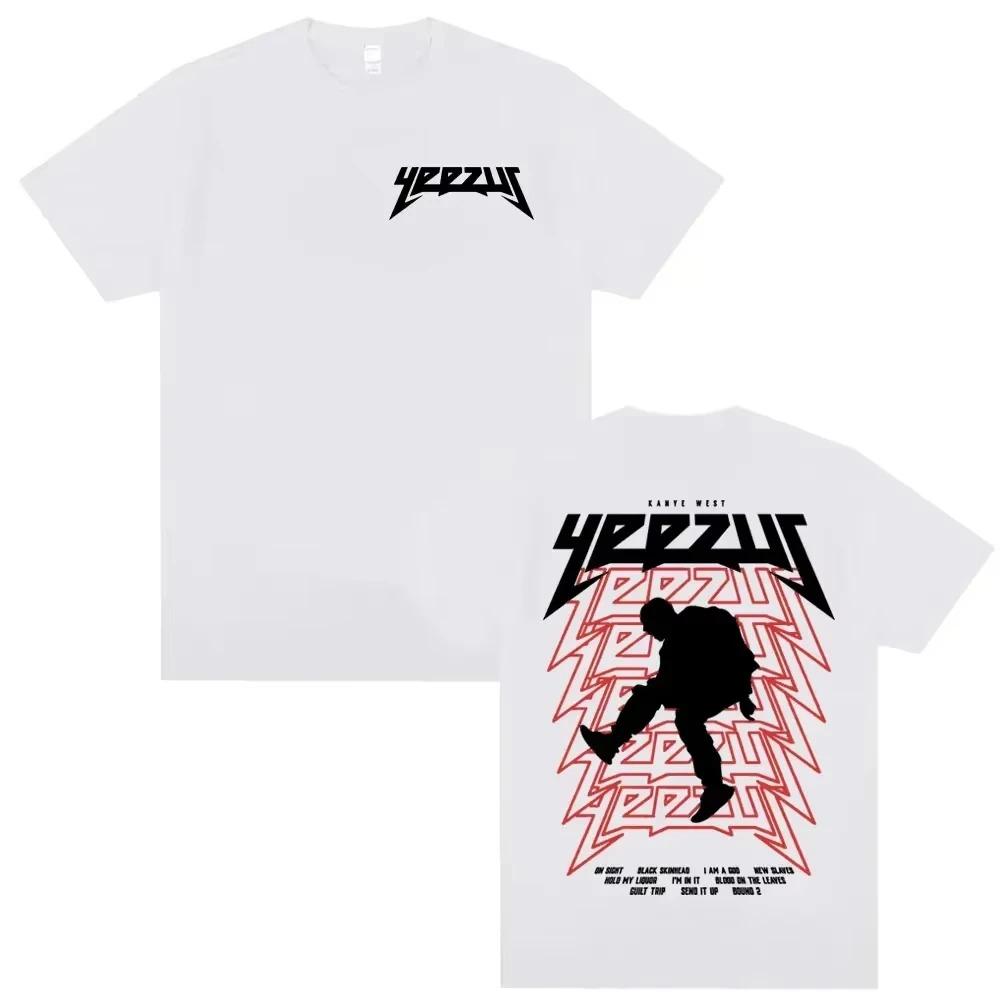 Rapper Kanye West Yeezus Tour Album Merch TShirt Hip Hop Harajuku Style Unisex Casual Pure Cotton Streetwear Tshirt