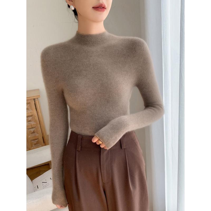 Women's Slim-Fit Ribbed Cashmere Turtleneck Sweater - 100% Pure Cashmere