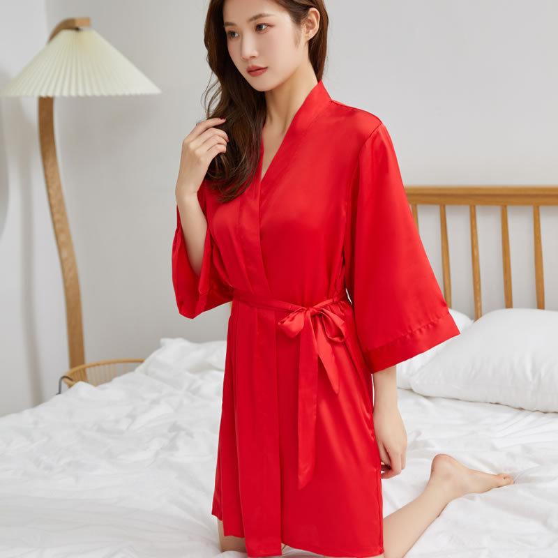 Bath Fashion Pajamas Women's Kimono Wedding Bridesmaids Wedding Thin Cardigan Makeup Women's Sexy Pajamas Silk
