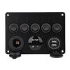 12-24V 5 Gang OnCelsiusOff Toggle   Panel Dual USB Voltmeter for Car Boat Marine Truck Green LED