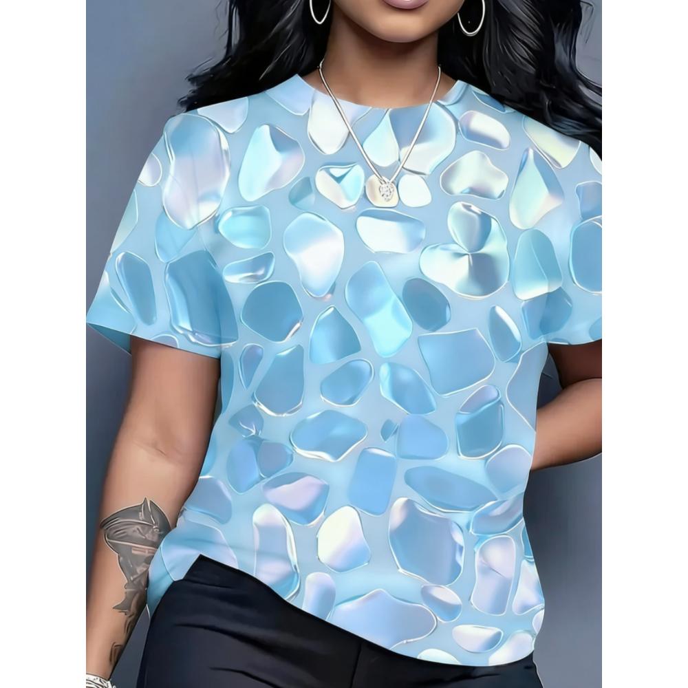 Summer Women T-shirt Creative 3D Printed Short Sleeved T-shirt Fashionable Comfortable Soft Breathable Large Loose T-shirt