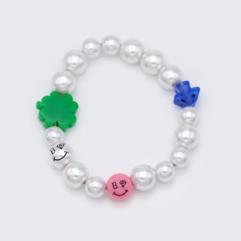 BONBEAU Farbiger Pop Motiv Lächeln Perle Armband Farbiger Acryl Motiv Lächeln Perlenkugel Armband