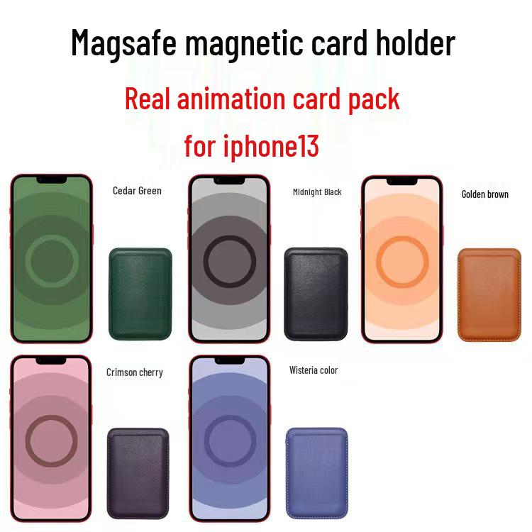 Magnetic Leather Card Holder Case for iPhone 14/13/12 with MagSafe Compatibility