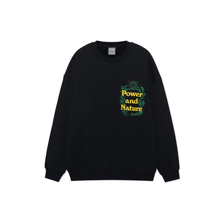 Li-Ning Outdoor Series Alphabet Printing Round Neck Pullover Black Unisex AWDRF29-3 XL