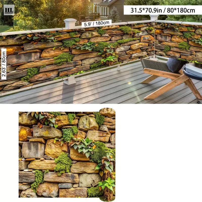 2D Greenery Stone Wall Backdrop for Outdoor Patio and Balcony Decor