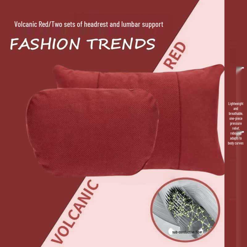 Adjustable Car Headrest & Lumbar Support - Breathable Suede, Perforated, Universal Neck Protection for Sedan Seats