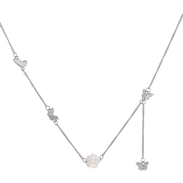Camellia Butterfly Necklace Women s Light Luxury Niche Design High-end Clavicle Chain Fashion Exquisite Sweet Versatile Necklace