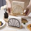 Nordic Wrought Iron Napkin Holder Creative Rubber Wood Base Tissue Clip Hotel Restaurant Vertical Square Towel Paper Storage
