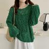 Dimanaf 2025 Sweaters Cardigan Autumn Wear Out Pullover Women Print O-Neck Sweaters Knitting Loose Pink Sweater