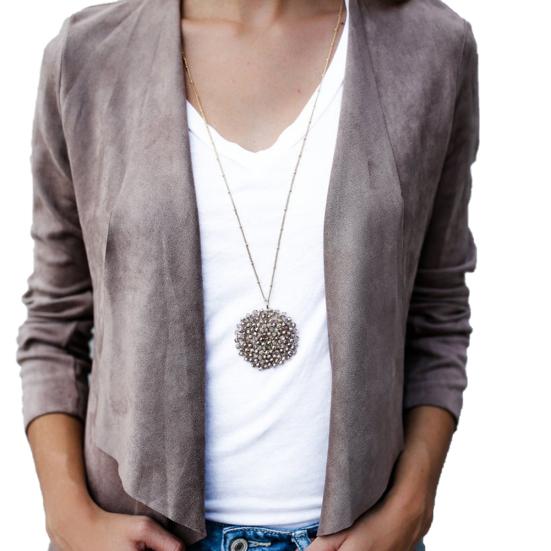 

Женская мода Осень Зима Однотонное пальто-куртка с лацканами и длинными рукавами XL хаки